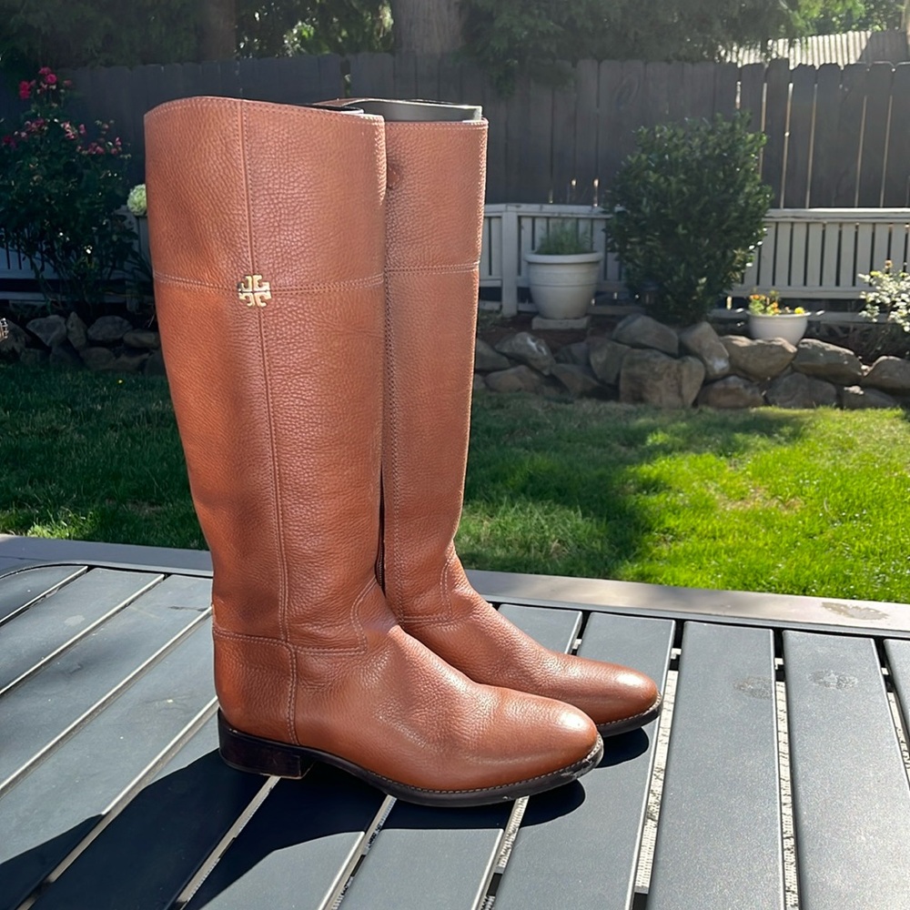 Tory Burch 31192 Leather Jolie Riding Boots Rustic Brown Size 8M. Great Shape!